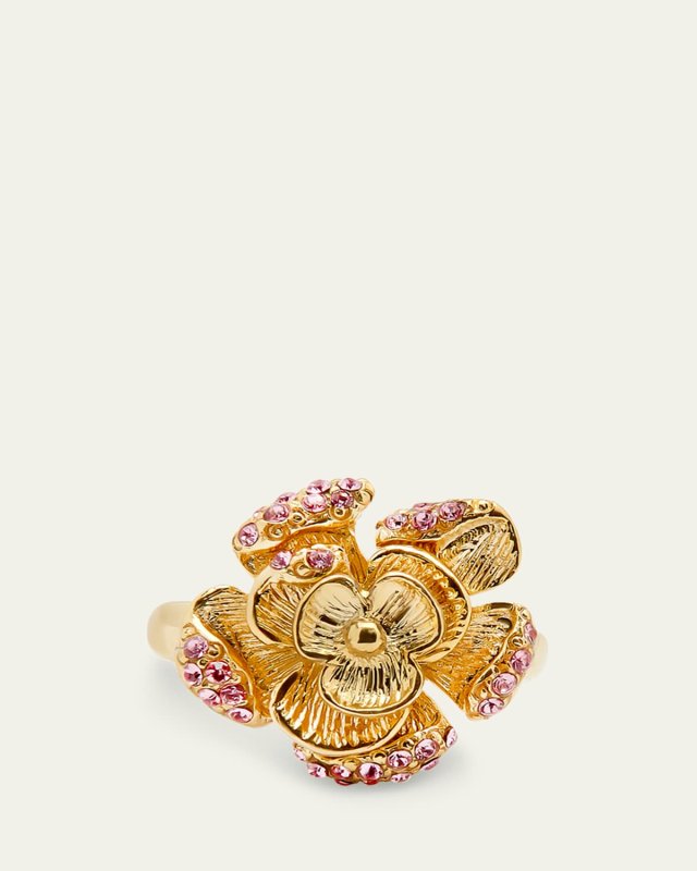 Rose Ring with Pave Crystals